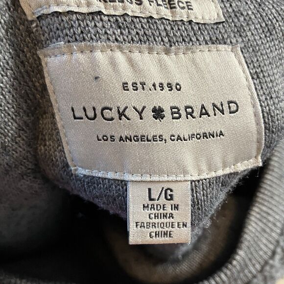 Lucky Brand Sweatshirt Womens Large Gray Shearless Fleece Faux Fur Cozy Pullover - Picture 5 of 8